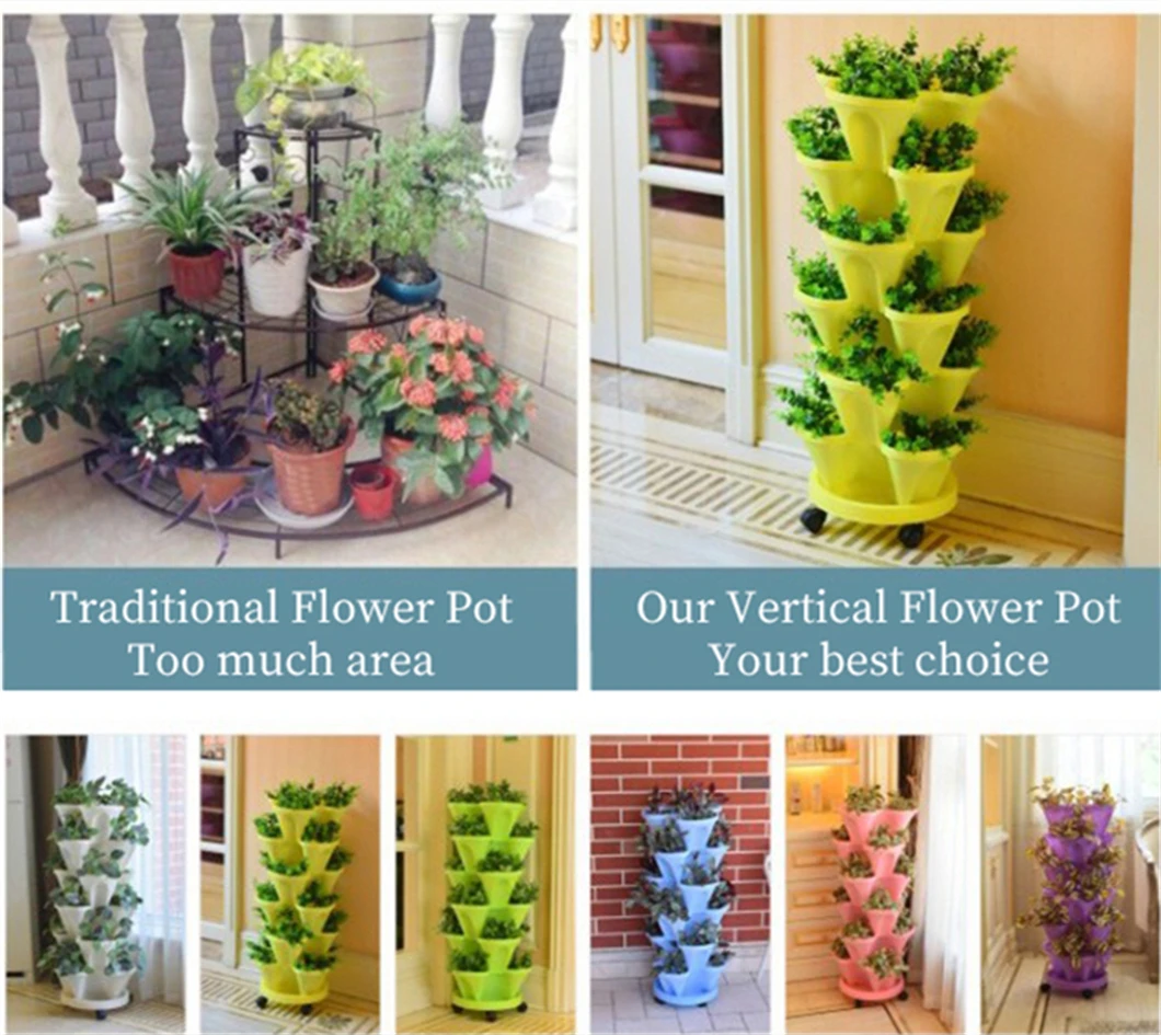 Flower Herb 5tier Self Watering Stacking Planting Pot Tower Plastic