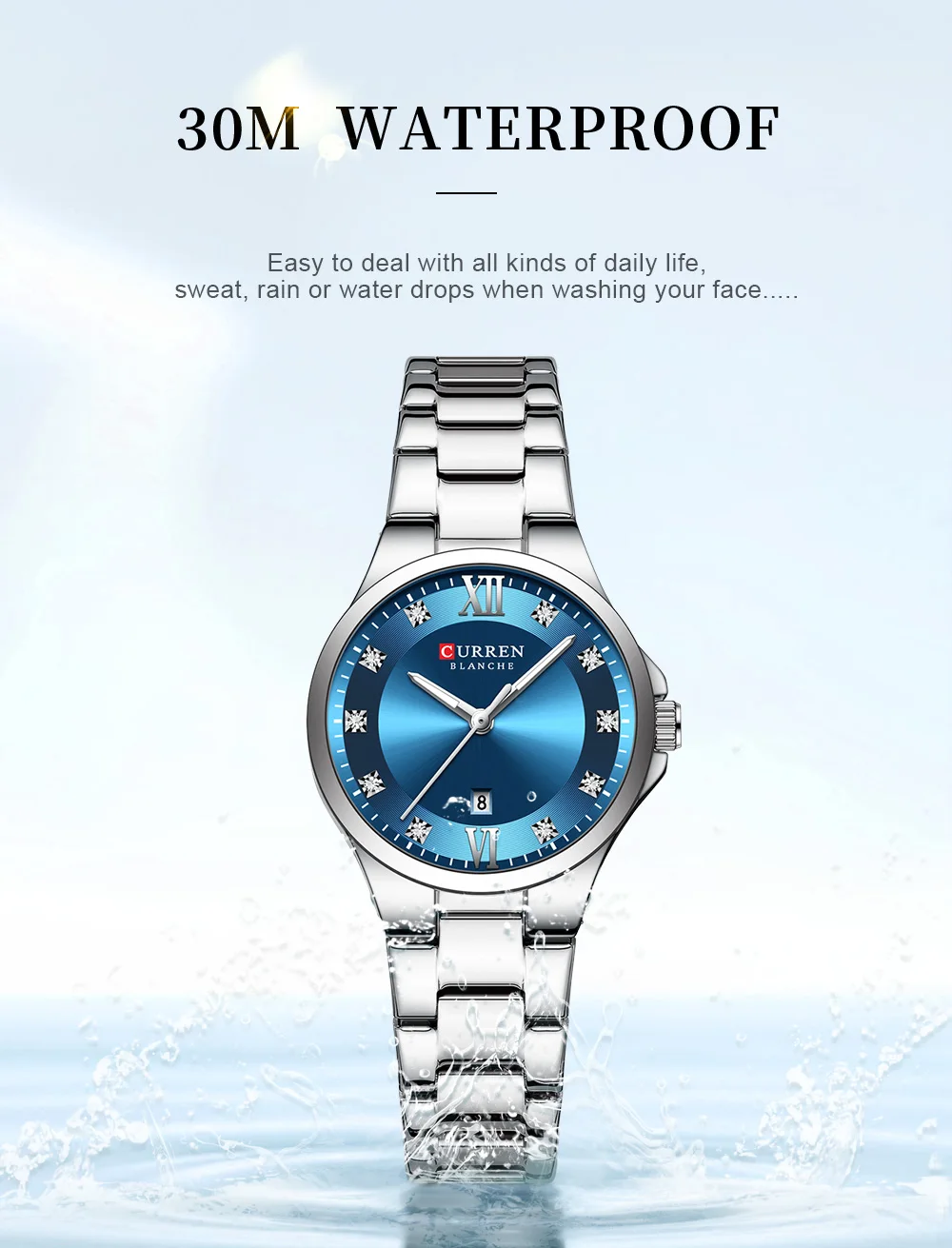 Curren 9107 Original Quartz Watch for Women Fashion Elegant Ladies Watches Stainless Steel Strap Waterproof Women's Wristwatch