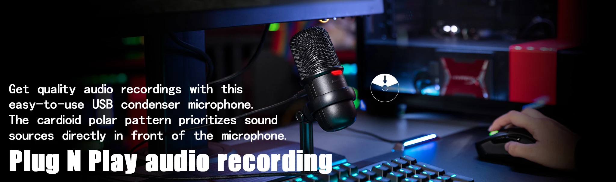 Hyper X Solocast Usb Condenser Gaming Microphone Taptomute Sensor