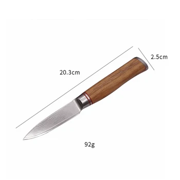 High Quality 3.5 Inches Damascus VG10 Professional Kitchen Fruit Knives Paring Knife with Natural Olive Wood Handle