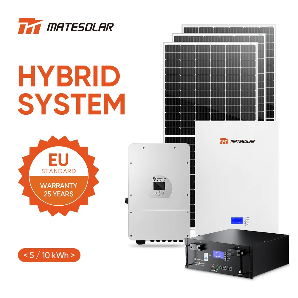 Hybrid Commercial Solar Energy Power System 8Kw 10Kw 12Kw 15Kw 20Kw 100Kw 500Kw Solar Hybrid Power System Complete 1MW Kit Home