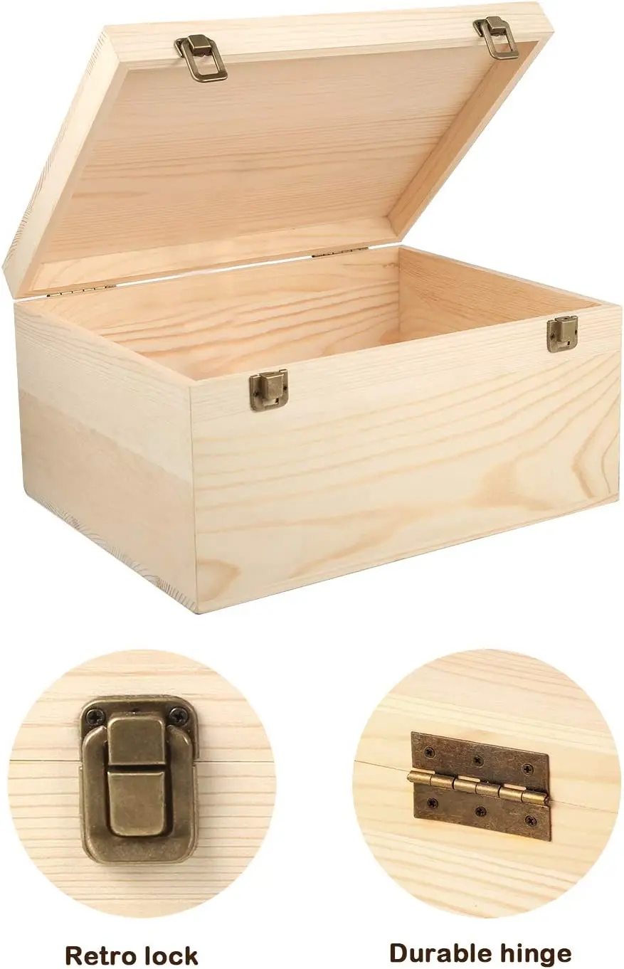 Large Unfinished Small Wood Hinged Jewelry Box with Lid - China Unfinished  Wood Box and Large Unfinished Wood Box price