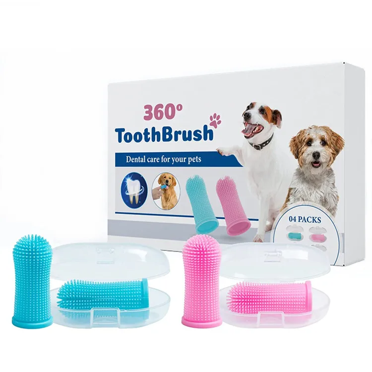 360 Degrees Full Surround Bristles Silicone Pet Finger Toothbrush Dog