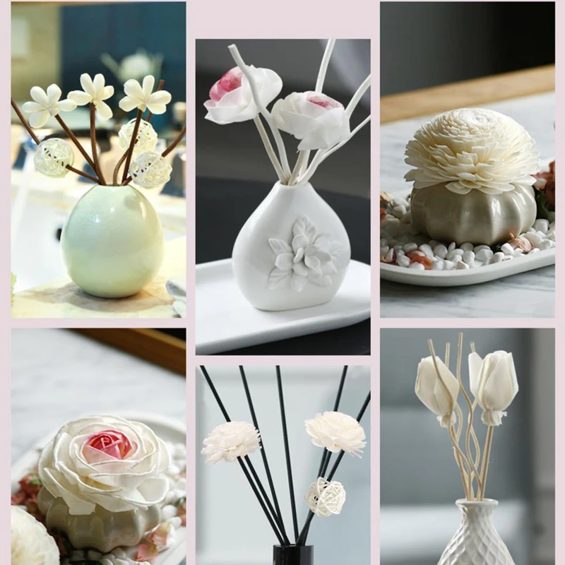 Разнообразные палочки-диффузоры Newell в ассортименте деревянные цветы белый цветочный диффузор цветок Солы с хлопковой веревкой