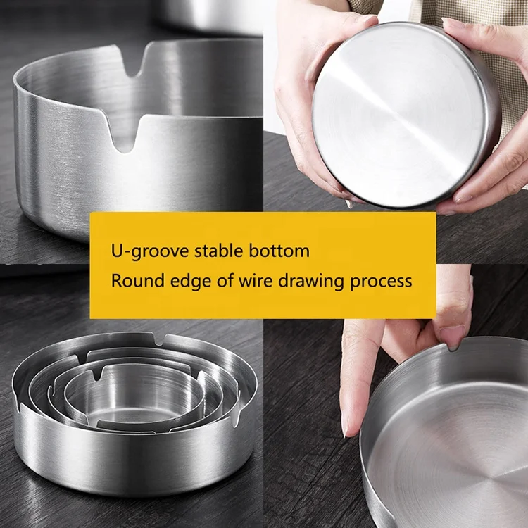 Classic Stainless Steel Cigar Ashtray Portable Round Design Durable