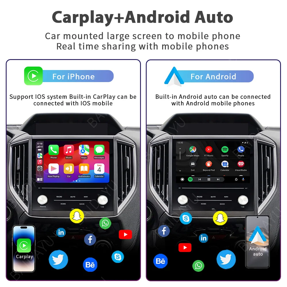 Baidayu Android 13 Car Radio for Subaru Forester XV 2018 Multimedia Player GPS Navigation 8 Inch With Buttons Carplay