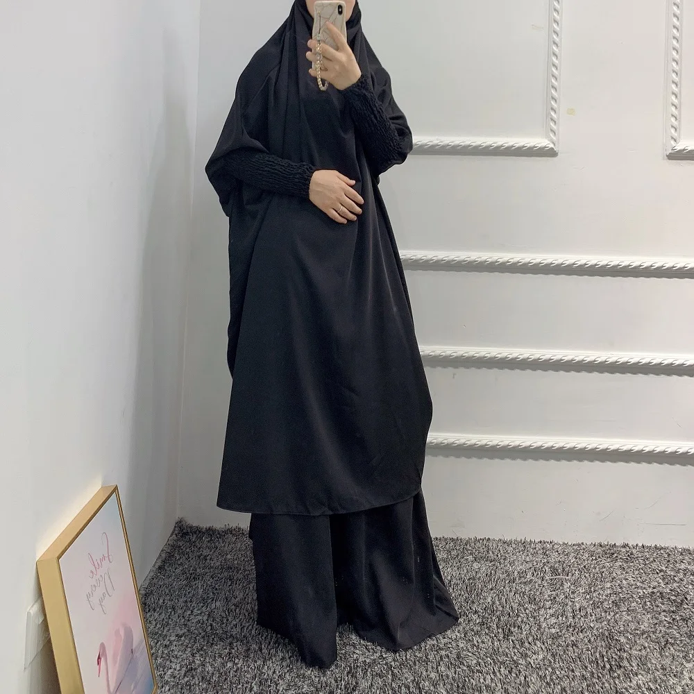 Loriya Free Size 2pcs Set Dubai Women Prayer Abaya Khimar Jilbab Long Skirt Muslim Islamic Clothing