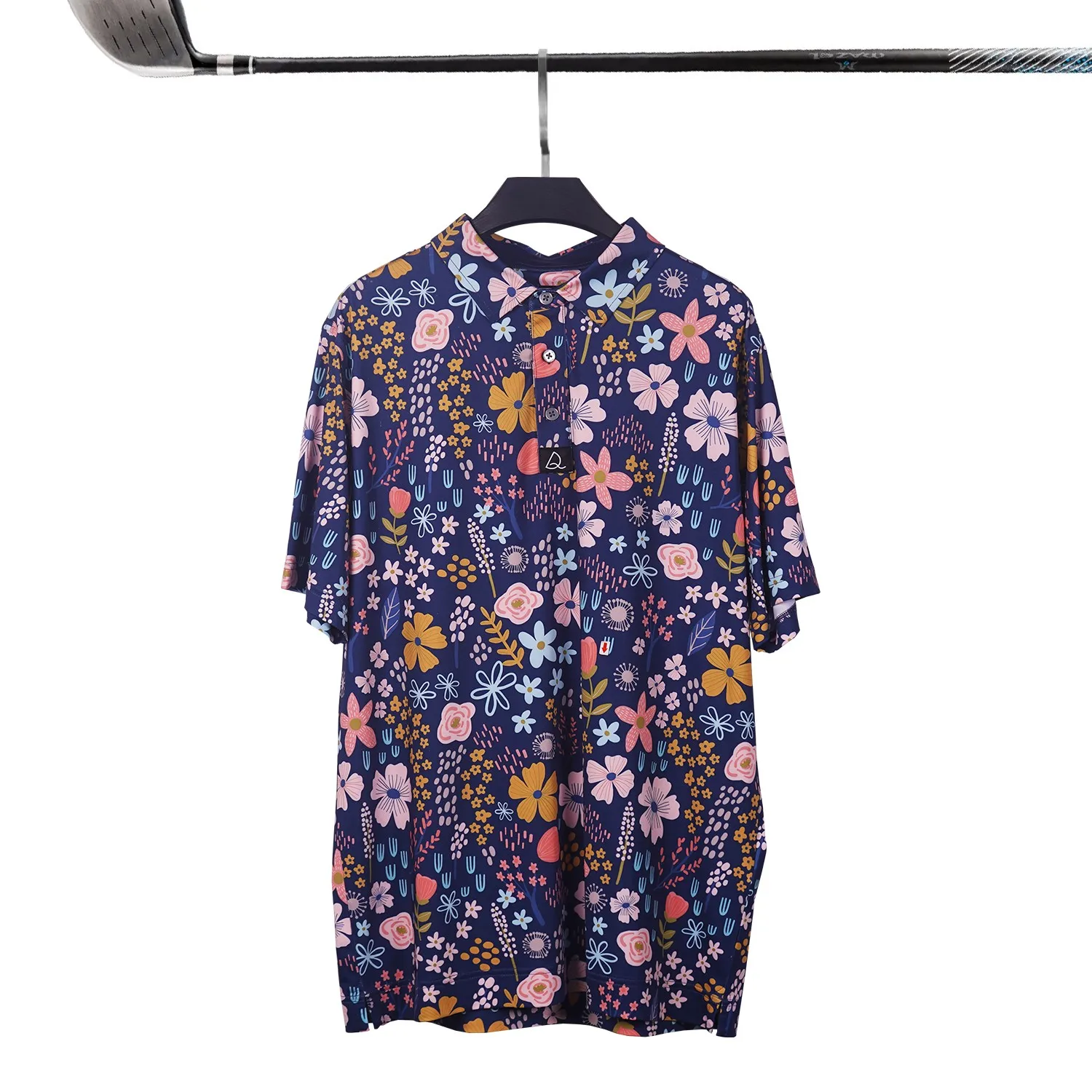 Design Print High Quality Stretch Elastic Allover Oem Custom logo Printed Sublimated Floral Golf Polo Shirt Custom Polo Shirts