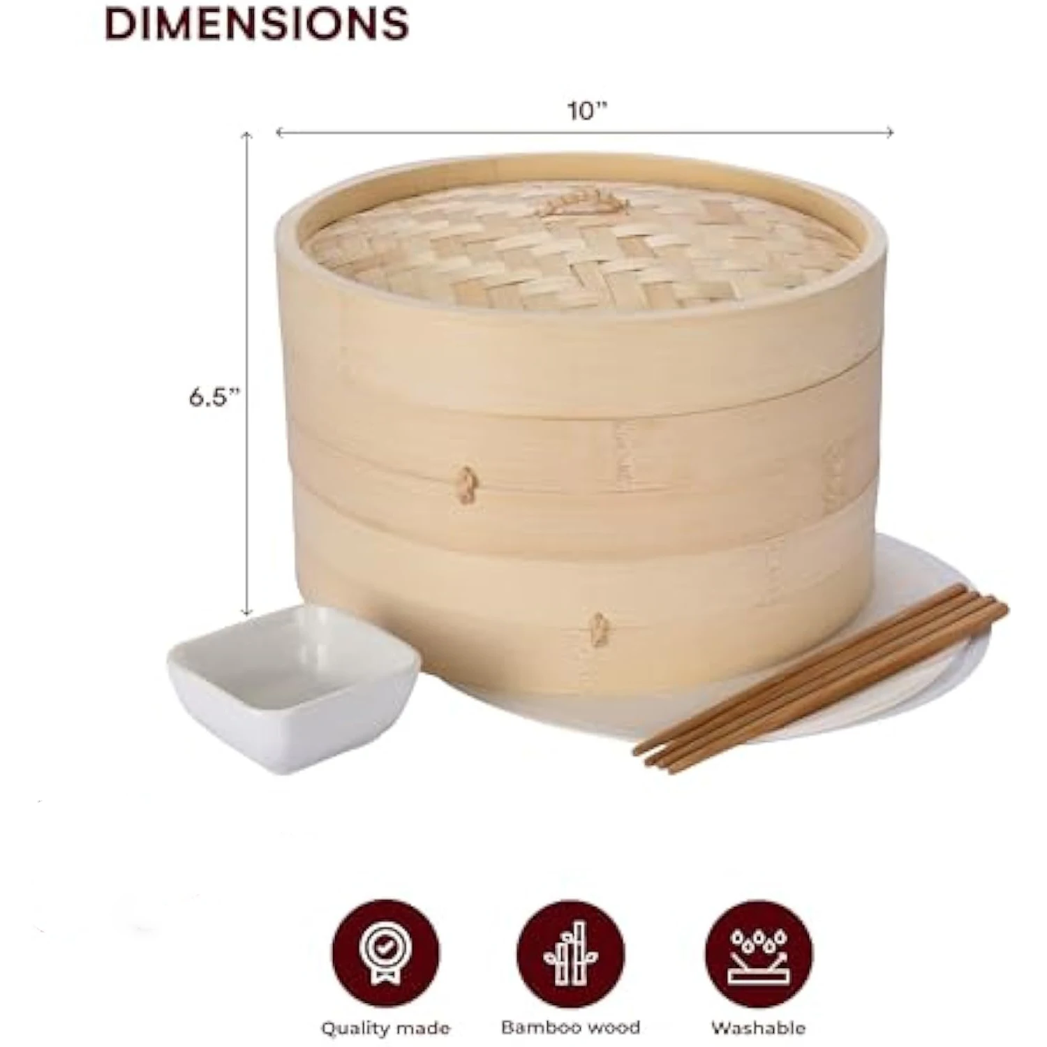 2 Tier Bamboo Dumpling Steamer - Eco-Friendly & Durable
