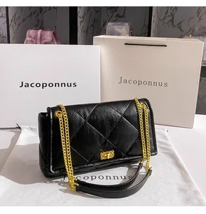 Jacoponnus 2026 Ladies PU Handbag Fashionable Black Summer Shoulder Bag with Zipper and Open Closure Thread Pattern