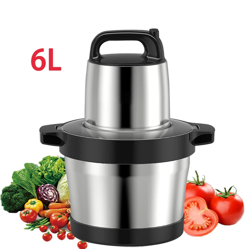 Multifunction 6L Large Capacity Yam Pounder Home Kitchen Food Grinders Stainless Steel Black Electric Mincer