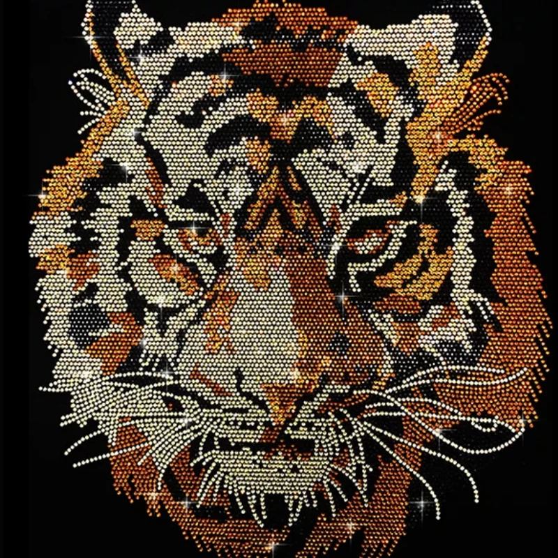 Bold and Powerful Tiger Customer design garment printing hot fix rhinestone heat transfer rhinestone transfer wholesale