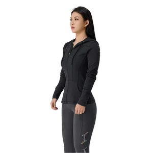 Solid Fitness Yoga Set Custom Logo Gym Wear Jacket Hole Decoration Plus Size Elastic Tight Short Leisure Jacket for Women