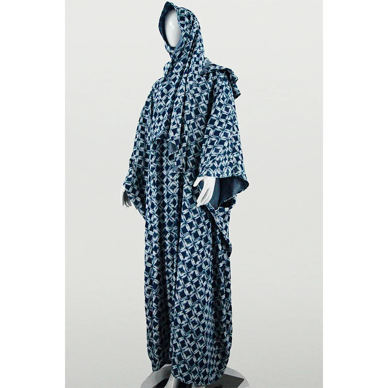 Ramadan Eid Islamic Abaya Dress for Women Long Sleeve Printed Prayer Robe Modest Muslim Wear Hijab Long Dress