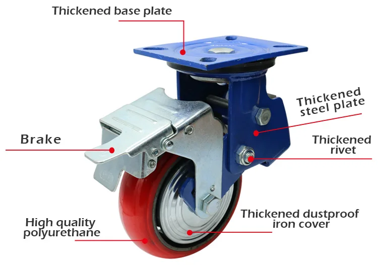 6 x 2 inch heavy duty spring shock absorbing caster wheels damping spring caster 450kg supplier