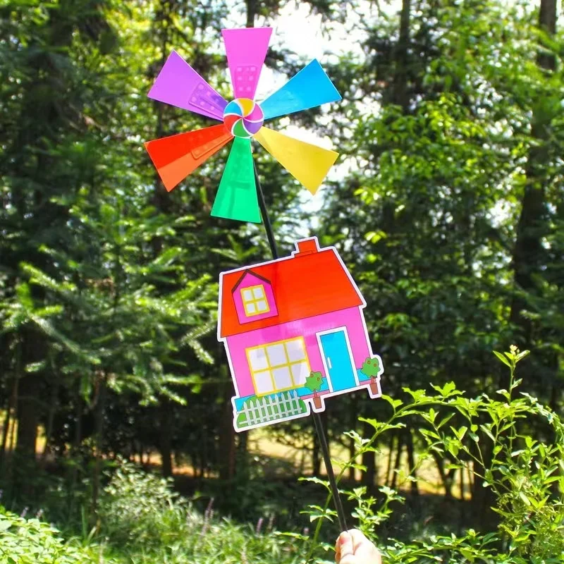 Three-dimensional Cartoon Colourful Dutch Windmill Children's Toys Outdoor Garden Decoration Plastic Windmill