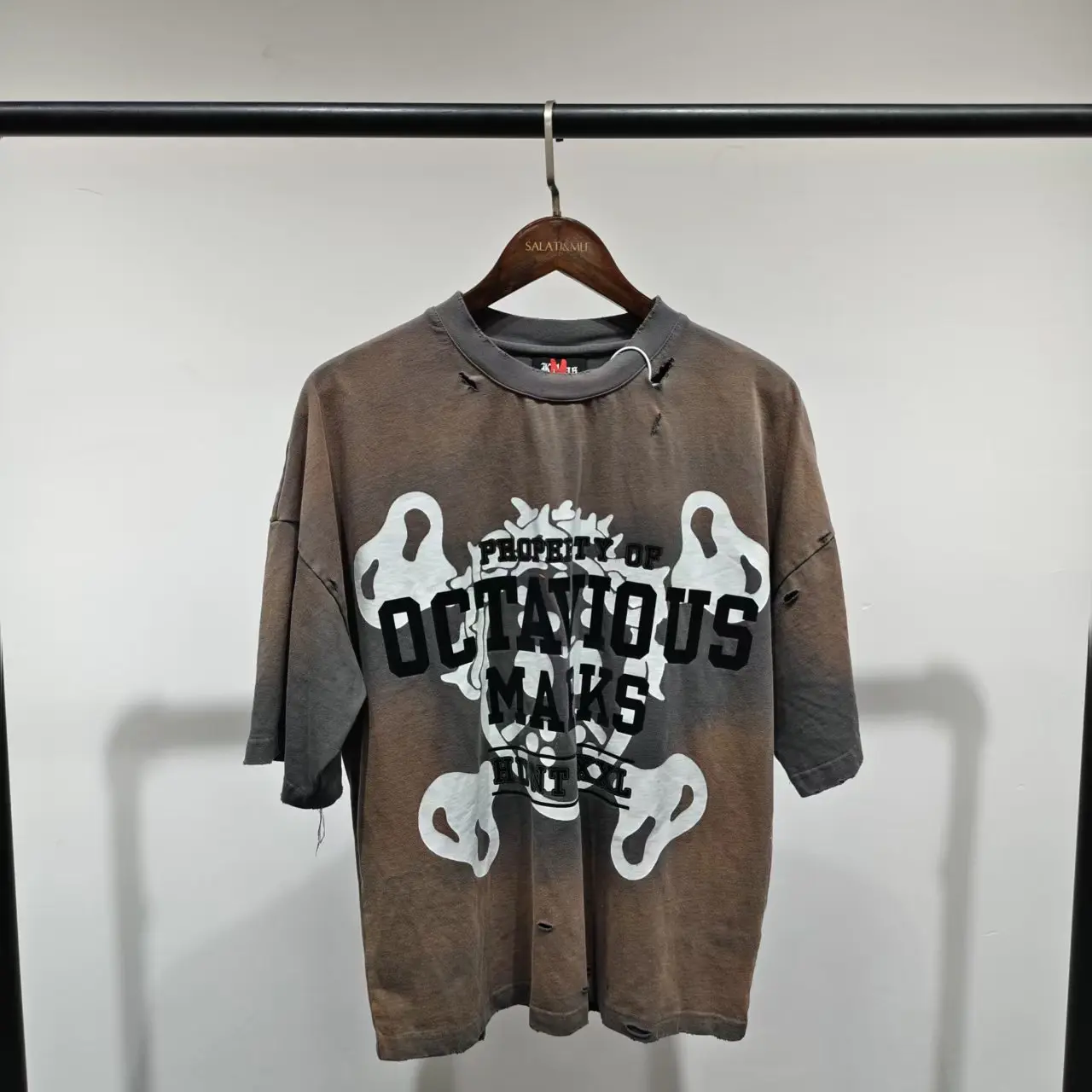 Custom Heavyweight French Terry Men's 100% Cotton Distressed Short Sleeve Acid Washed Loose Casual Long Vintage T-Shirt