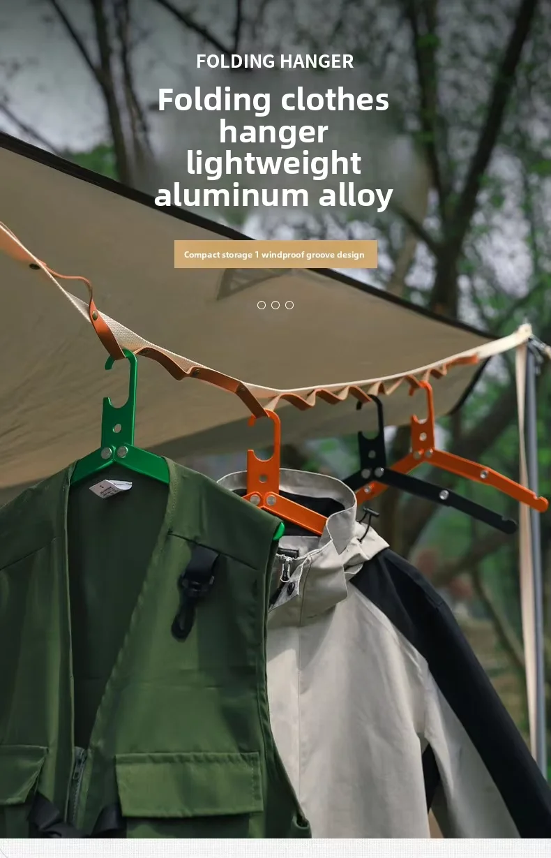 product custom ultra lightweight foldable aluminum hanger outdoor clothes drying rack anti slip metal hanger for travel camping laundry-1