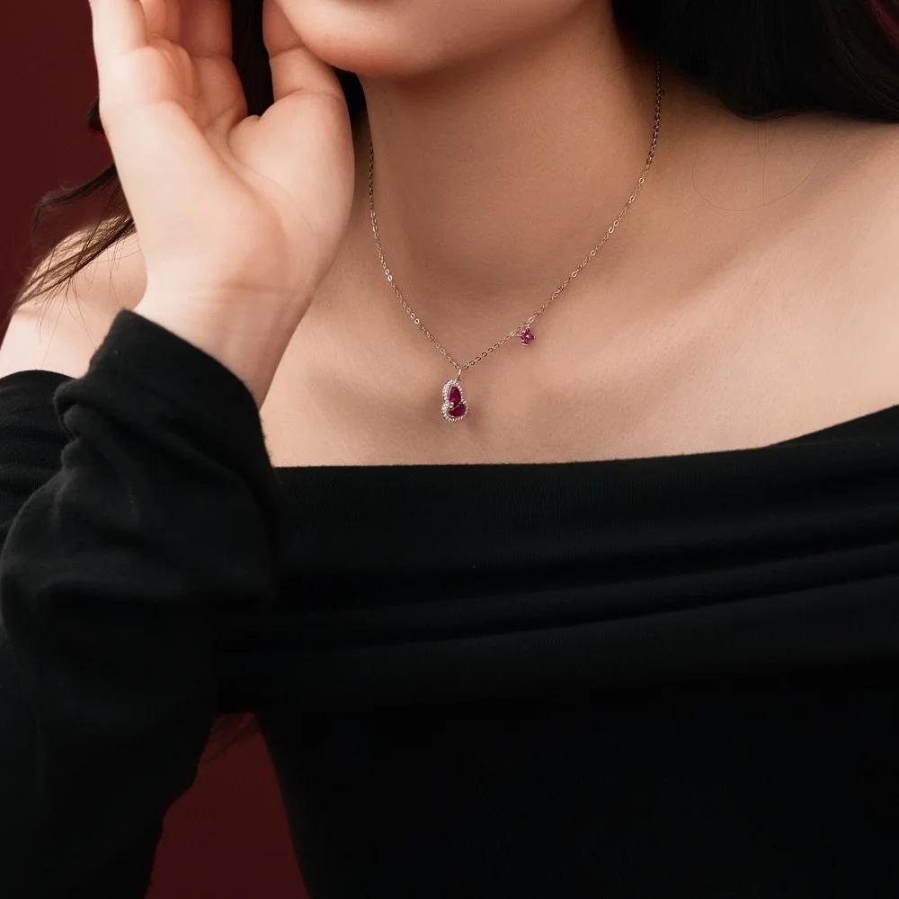 KAKODIY Unique Design 925 Sterling Silver Women's Jewelry Accessories Chain 5A Zirconia Gourd Four Leaf Clover Pendant Necklace detail 2
