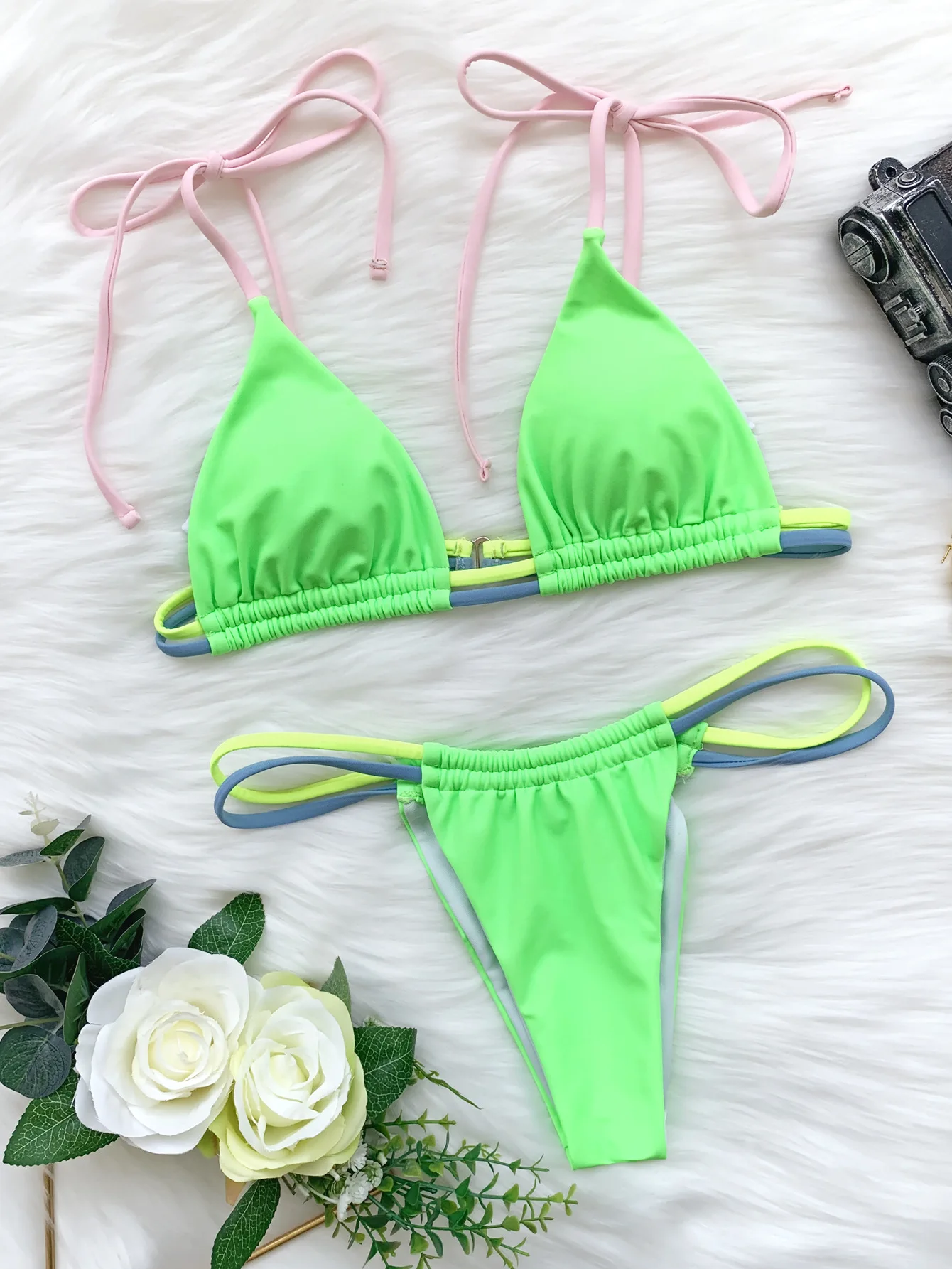 Triangle Micro Bikini With Padded Swimsuit For Women Brazilian Bottom 