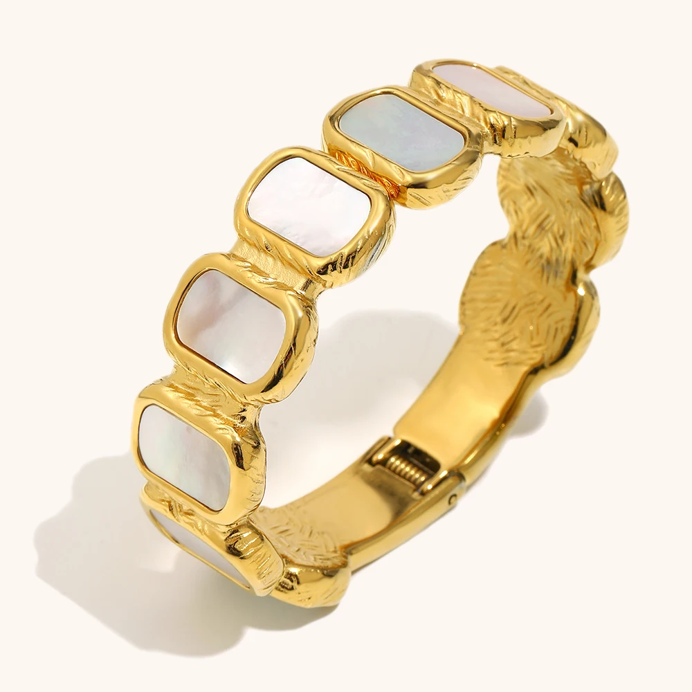 vintage statement acrylic stainless steel bangle-4