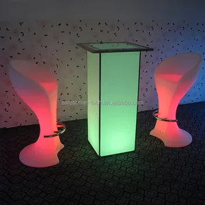 Illuminated Color Changing LED Wireless Acrylic High Boy Cocktail Table