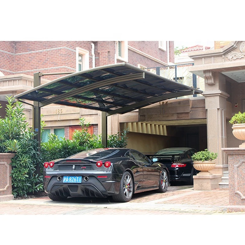 Modern Simple Design Metal Frame Polycarbonate Ceiling Family  Car Garage Canopy