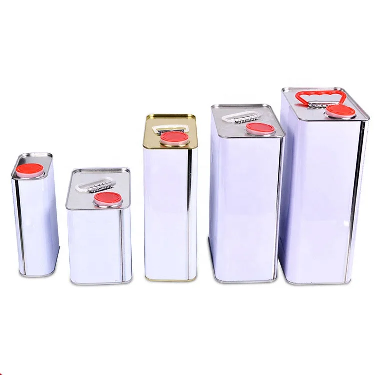 1L-20L Rectangular Metal Tin Can Easy Open Screw Top with Plastic Lid for Chemical Paint Oil and Other Products