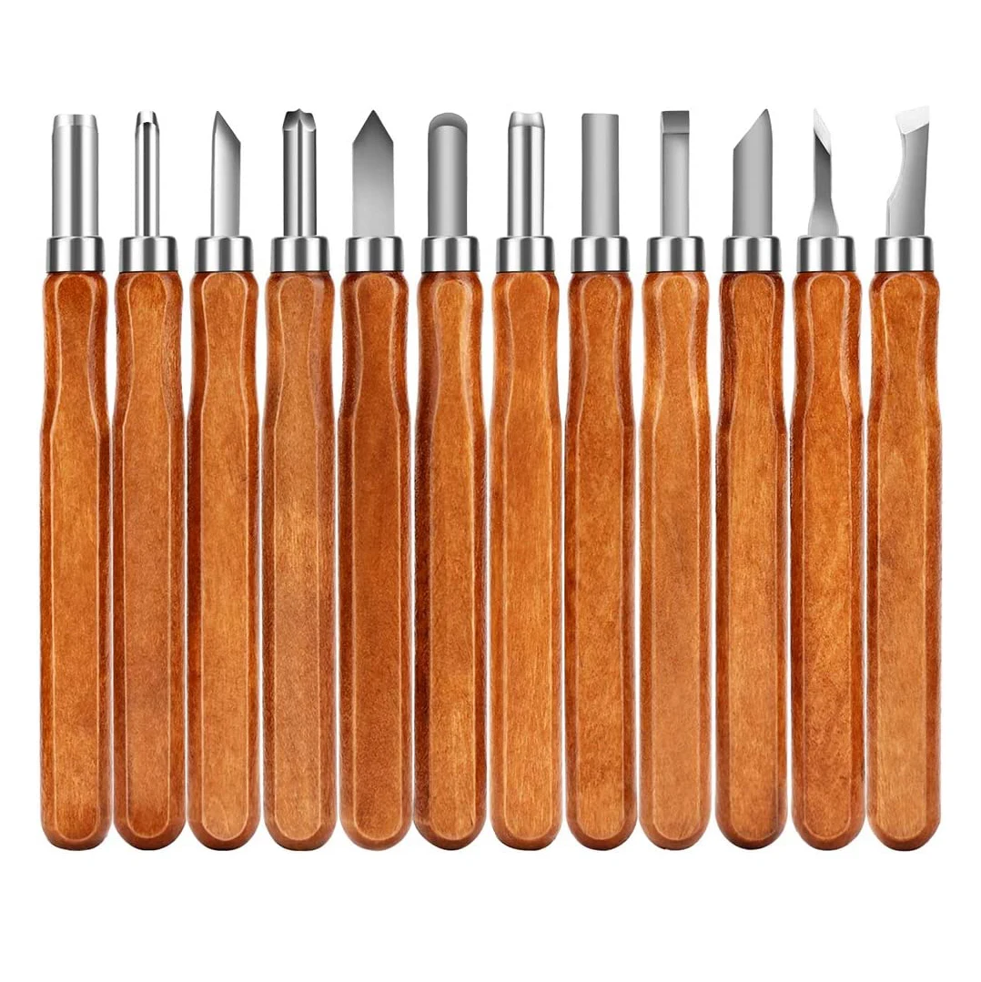 12pcs Wood Carving Tool Kit - Professional Carving Chisels Knife Handle Carving  Carvings Expert Carpenter Beginners With Protective Covers