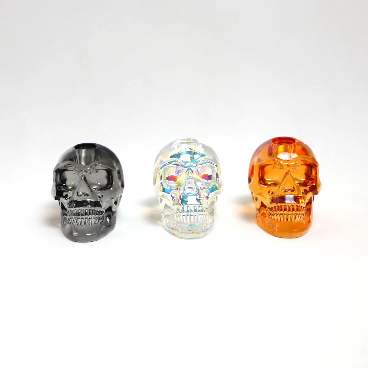 Home decorating skull shape glass cylinder candle stick holders