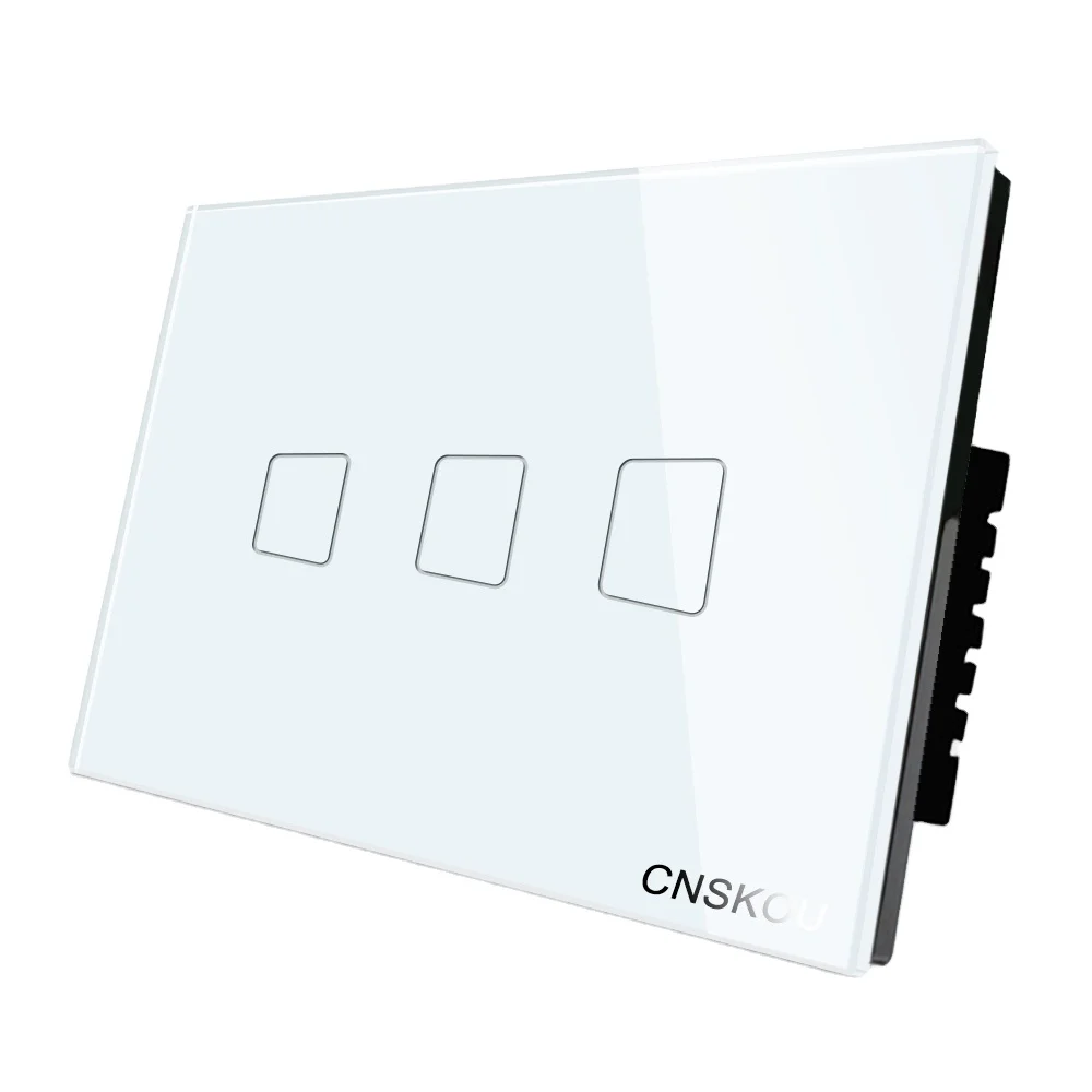 Us Tempered Crystal Glass 3 Gang 2 Way Touch Sensor Screen Wall Light ...