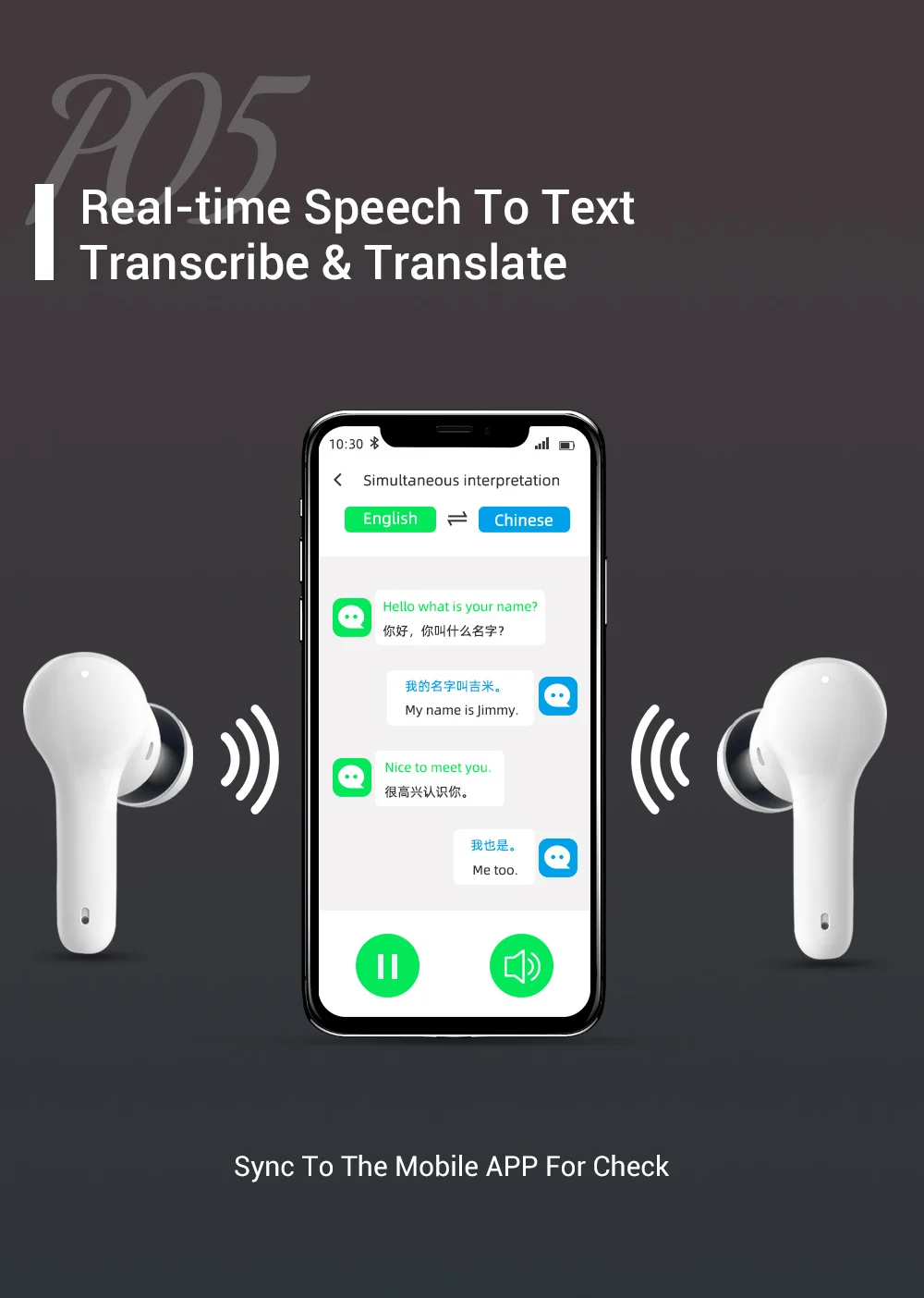 2024 M6 Translation Earbuds Wireless Headphone Languages Earphone