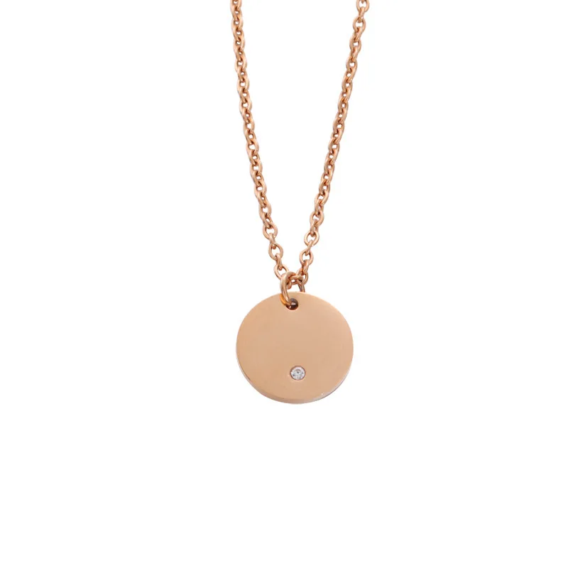 Round Charm Rhinestone Silver Necklace
