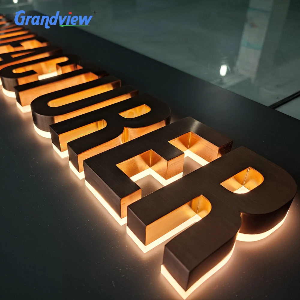 3D Back Lights Building Facade Lighting Metal Alphabet Sign Led Luminous Branding Letter Back Lighted 3d Signage