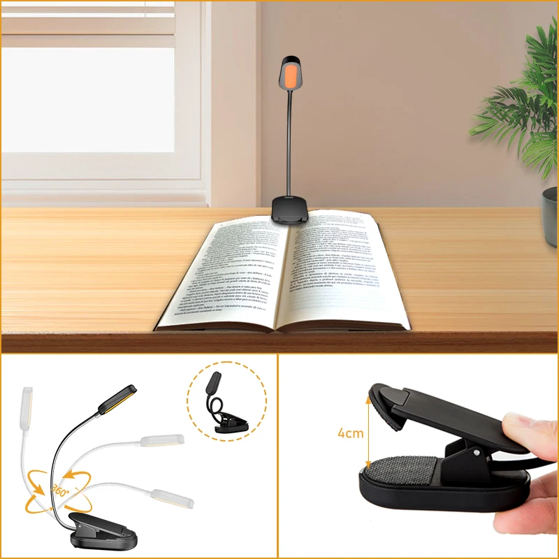 Clip On Foldable Smart Rechargeable Amber Reading Led Book Light Buy