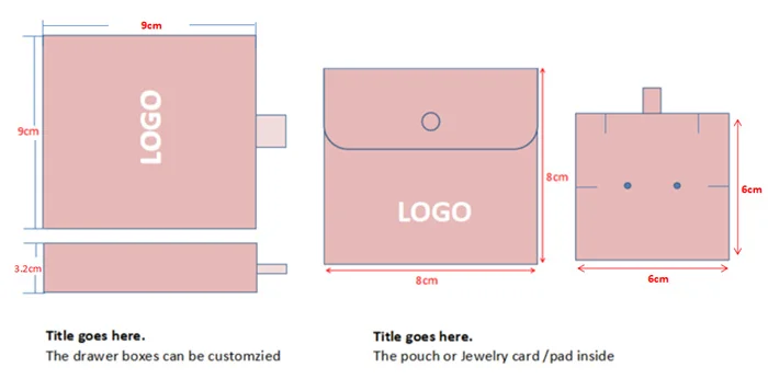 CH Logo Customized Jewelry Box With Jewelry Packaging Pouch Envelope Microfiber Suede Jewelry Pouch and Card Insert