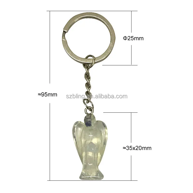 Custom Stone Keychains Opalite Angel Gemstone Keychains Wholesale