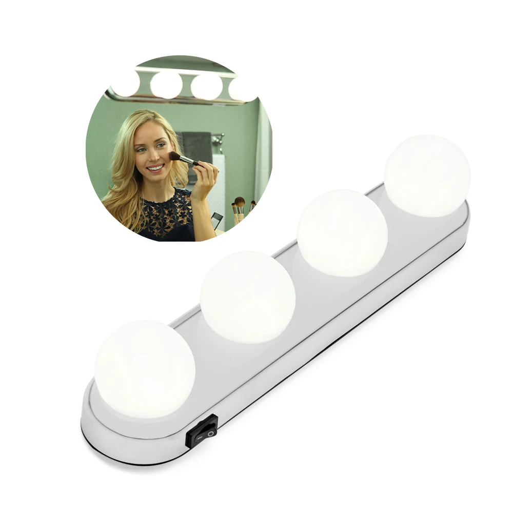 Portable LED Vanity Mirror Lights, Cordless Professional Make-up Lighting Mirror Lamps with Powerful Suction Cups COOL WHITE ABS