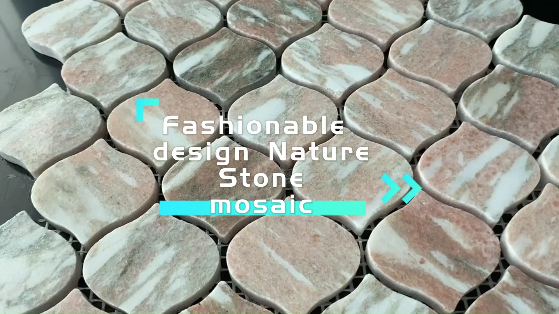 Modern Kitchen Backsplash Pink Polished Honed Marble Fan Shaped Hexagon