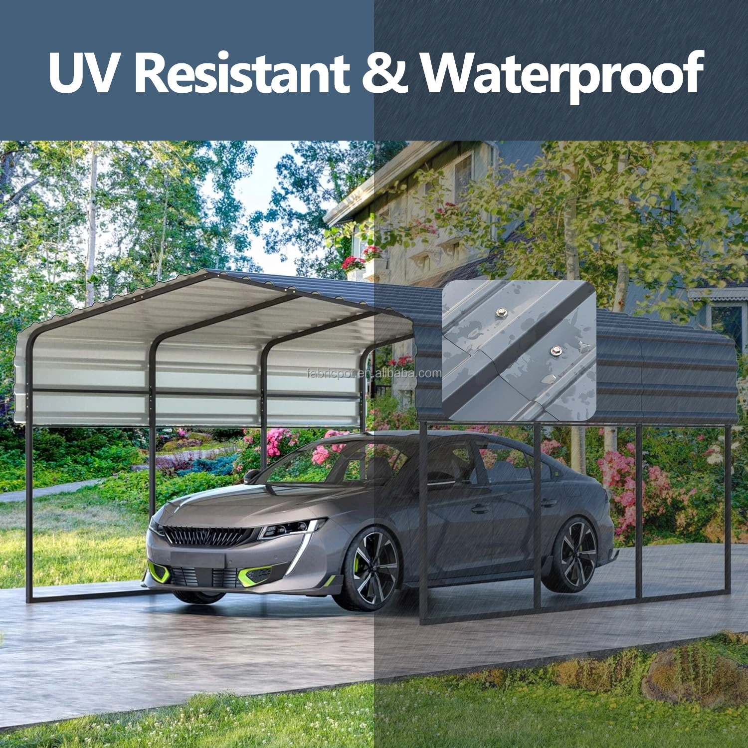 Heavy Duty Carport Galvanized Steel Roof Car Shelter Large Metal Garage ...