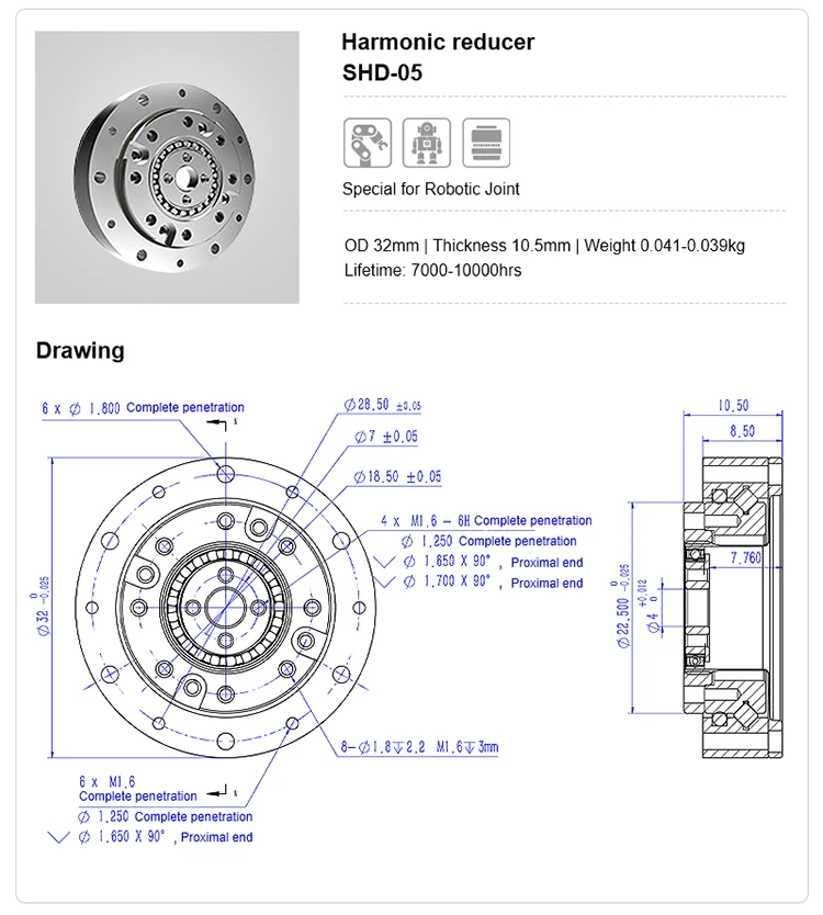 Harmonic Reduced Drive Robot Arm Harmonic Drive Gear Box Servo Motor ...