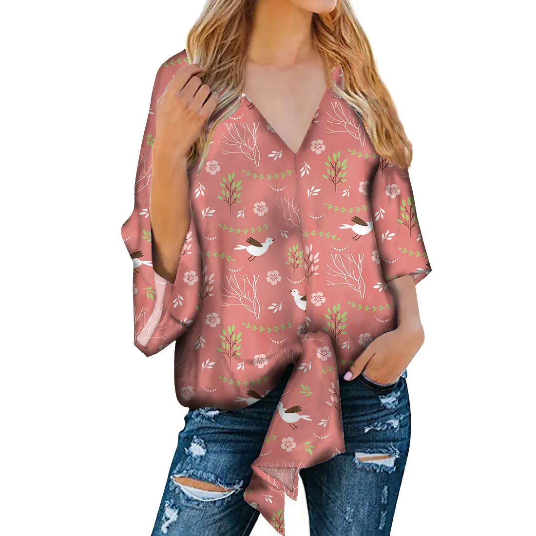 Chiffon Blouses Fashion Hawaiian Shirt 