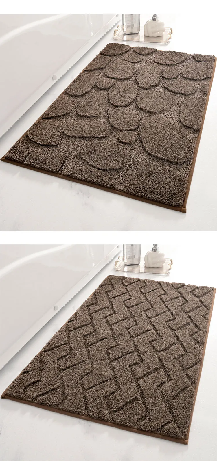  High Quality Easy Clean Non-slip Bath Mat Carpet Fluffy Soft Plush Stripe Shower Bathroom Mat details