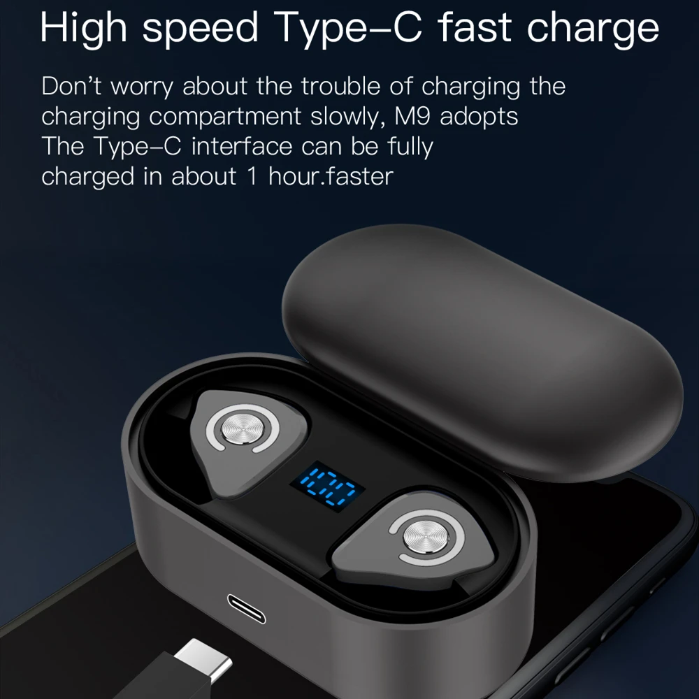 Wifly M9 TWS Bluetooth Earphones 3D Stereo Wireless Headphones