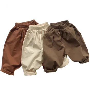 Baby Trousers 1-6Yrs Toddler Boys Solid Color Harem Cotton Long Pants Infant Girls Loose Turnip Pants
