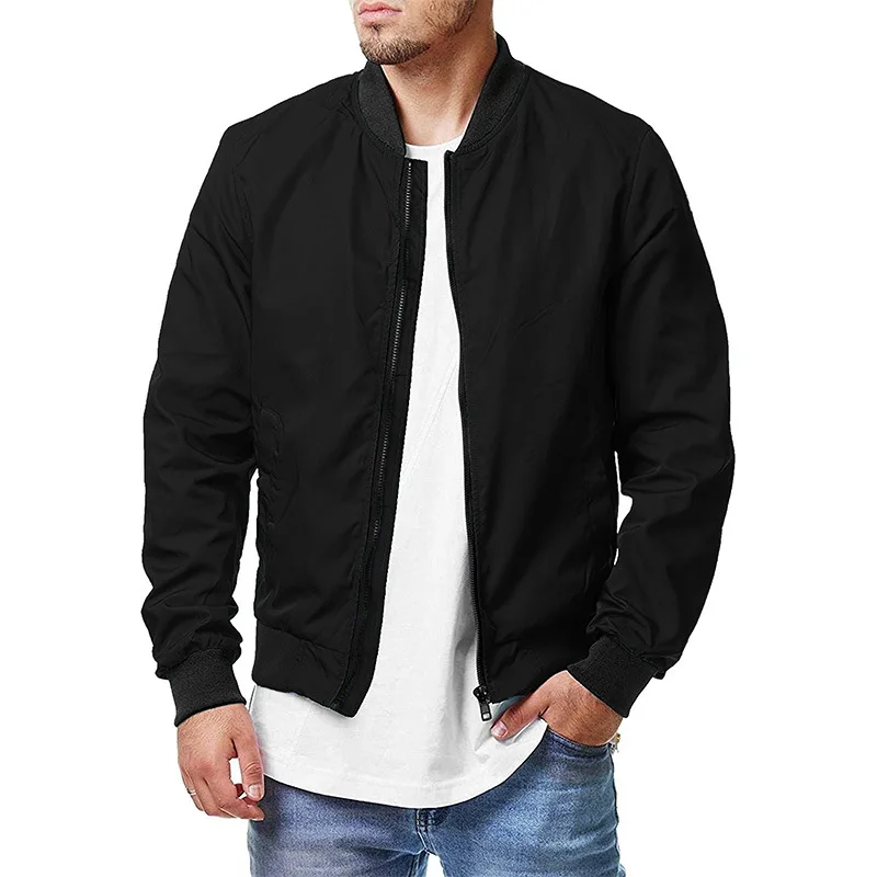 New Autumn Men's High Quality Bomber Zipper Jacket Plus Size Solid Color Streetwear Slim Fit Running Jackets_voghion.com