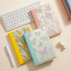 Manufacture OEM Fabric Notebook A5 Fashion Pink Dot Grid Notebook Promotional School Writing Notepad