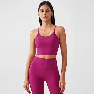 New One Cup Shock Proof Compression Sports Tank Top Thin Straps Outdoor Yoga Bra