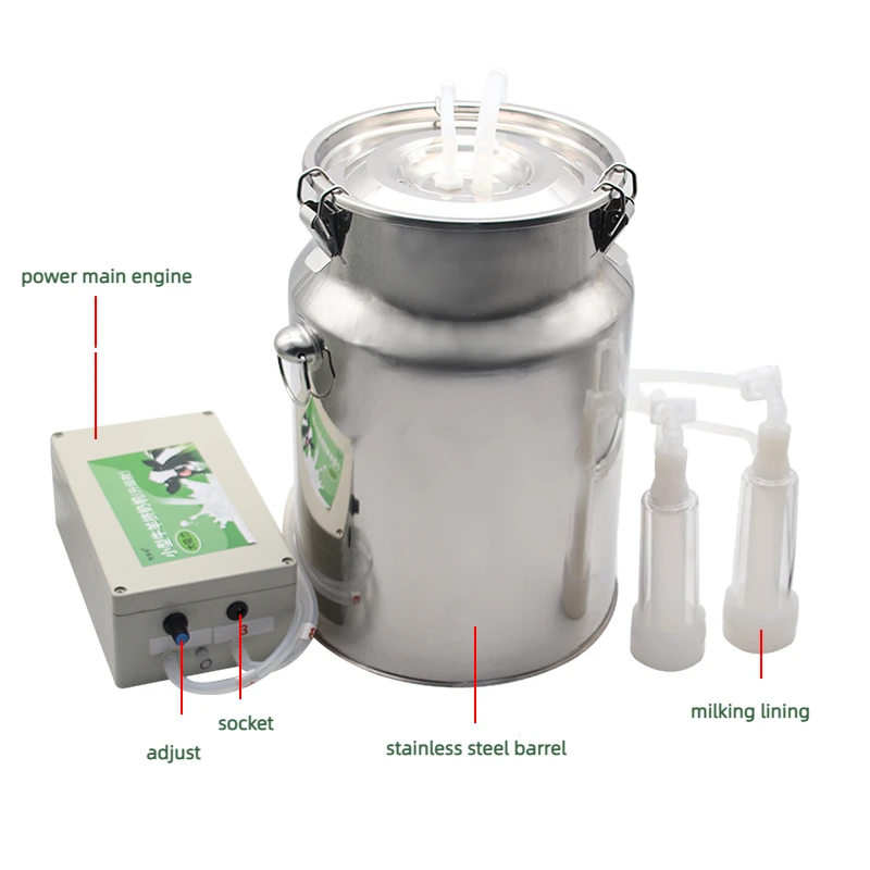 Poultry Electric Pulse Sheep Milking Machine 10L Cow Milking Collection Equipment Stainless Steel Small  Milking Machine