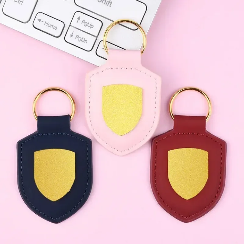 PU Leather Shield Keychain Personalized Creative Couple Pendant with Metal Keyring for Business Gifts preview 4